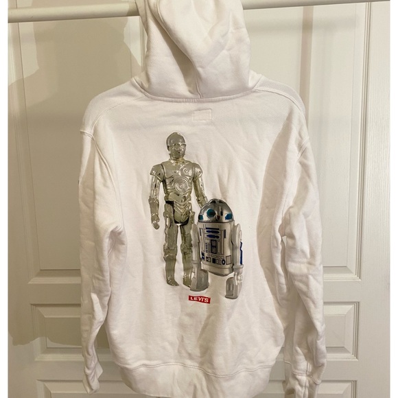 STAR WARS LEVI’S R2-D2 C-3PO WHITE HOODIE SWEATER - Picture 3 of 12